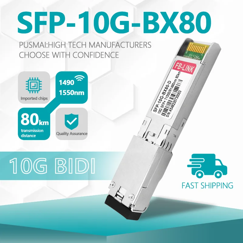 

SFP+ 10G Bidi 80km 1490/1550nm Optical Transceiver Moduel