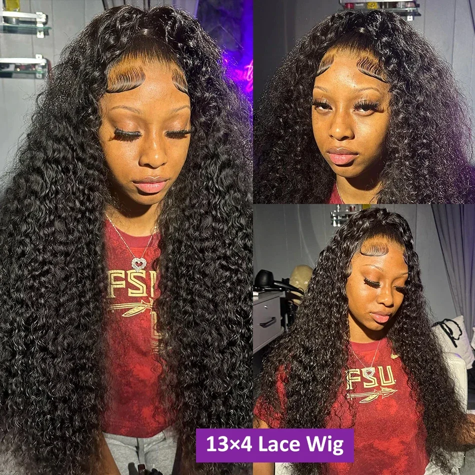 30 40 Inch 250 Density 13x6 Transparent Deep Wave Lace Frontal Wig Human Hair Water Curly 13x4 Lace Front Wigs For Black Women