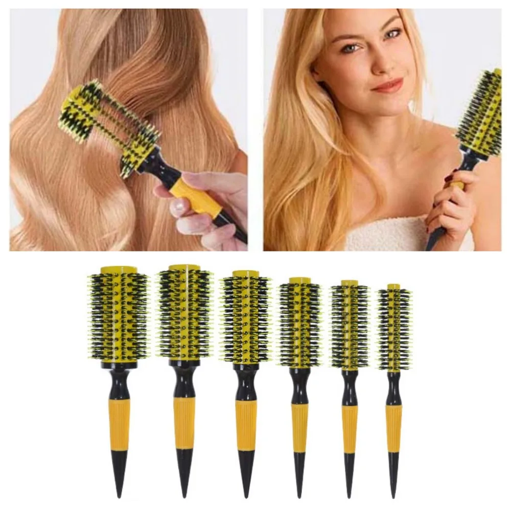 

Hairdressing Porcine Bristle Curly Hair Comb Boar Bristle Hair Accessories Curling Hair Brushes Portable Aluminum Tube Nylon