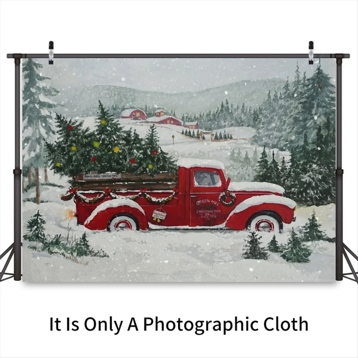 AABFK 210 X 150Cm Photography Backdrop Christmas Red Truck Party Banner Children'S Family Photo Studio Photography Backdrops