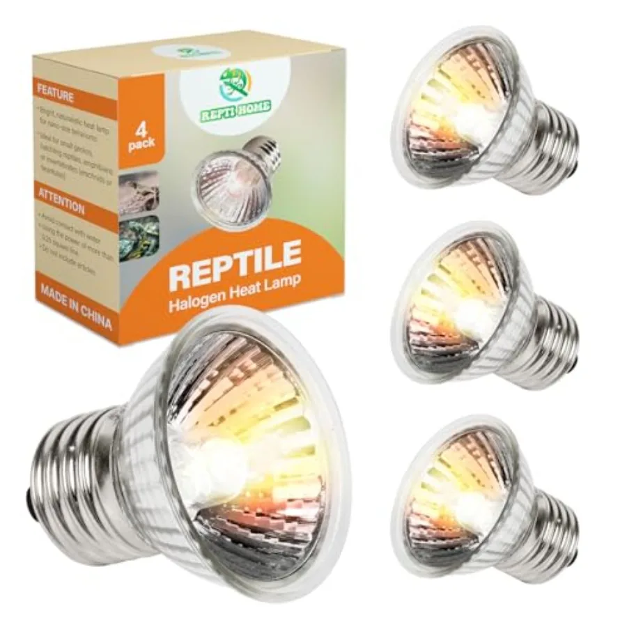 Reptile Heat Lamp, UVA UVB Heat Lamp Bulbs, E26 Turtle Heat Lamp Blubs 50W 4Pack, Basking Light for Bearded Dragon, Lizard, Sna