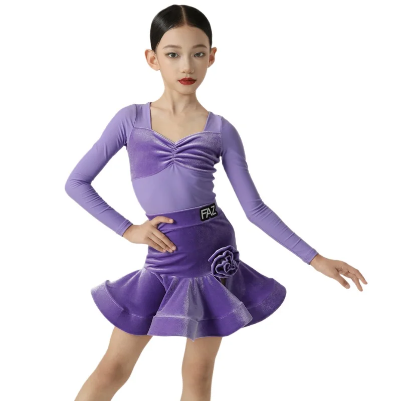 

Autumn and Winter Children's Latin High end Dance Training Performance Split Children's Practice Clothing