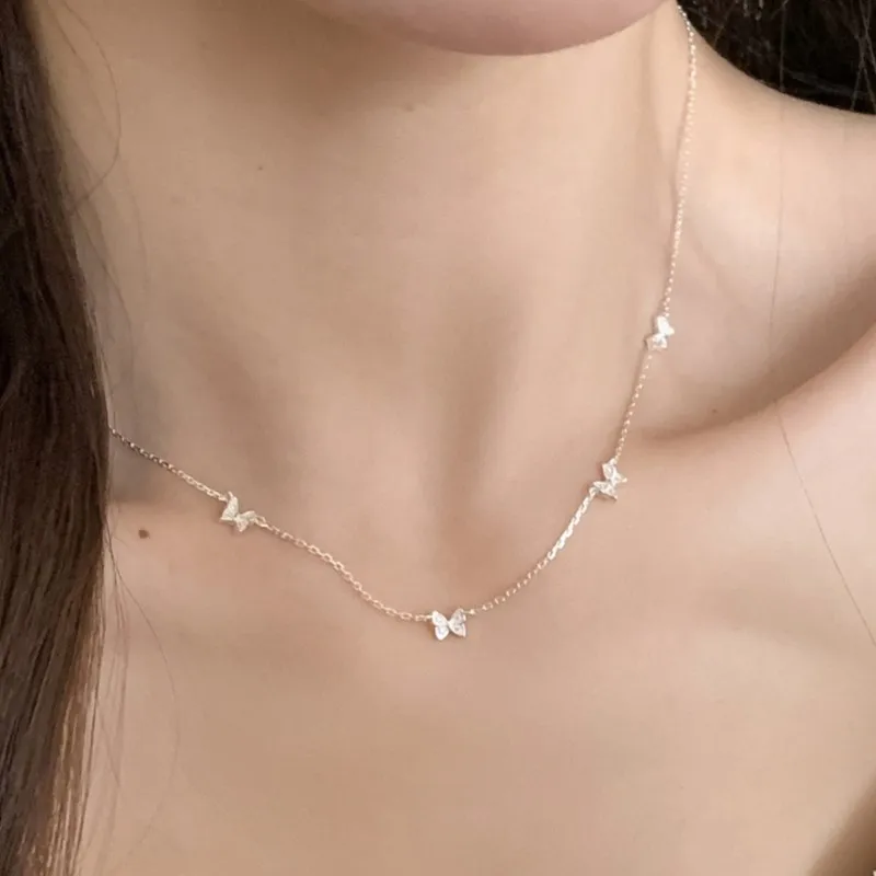 PANJBJ 925 en argent Sterling papillon Zircon collier pour les femmes doux bureau tempérament tour de cou bijoux cadeau livraison directe