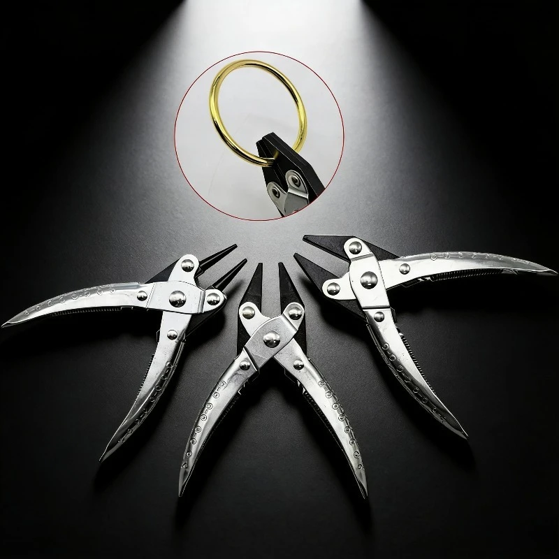 

Spring Loaded Parallel Pliers Carbon Steel Flat Sharp Round Nose - Non Slip Jewellery Clamping Tool For DIY Craft Jewelry Making