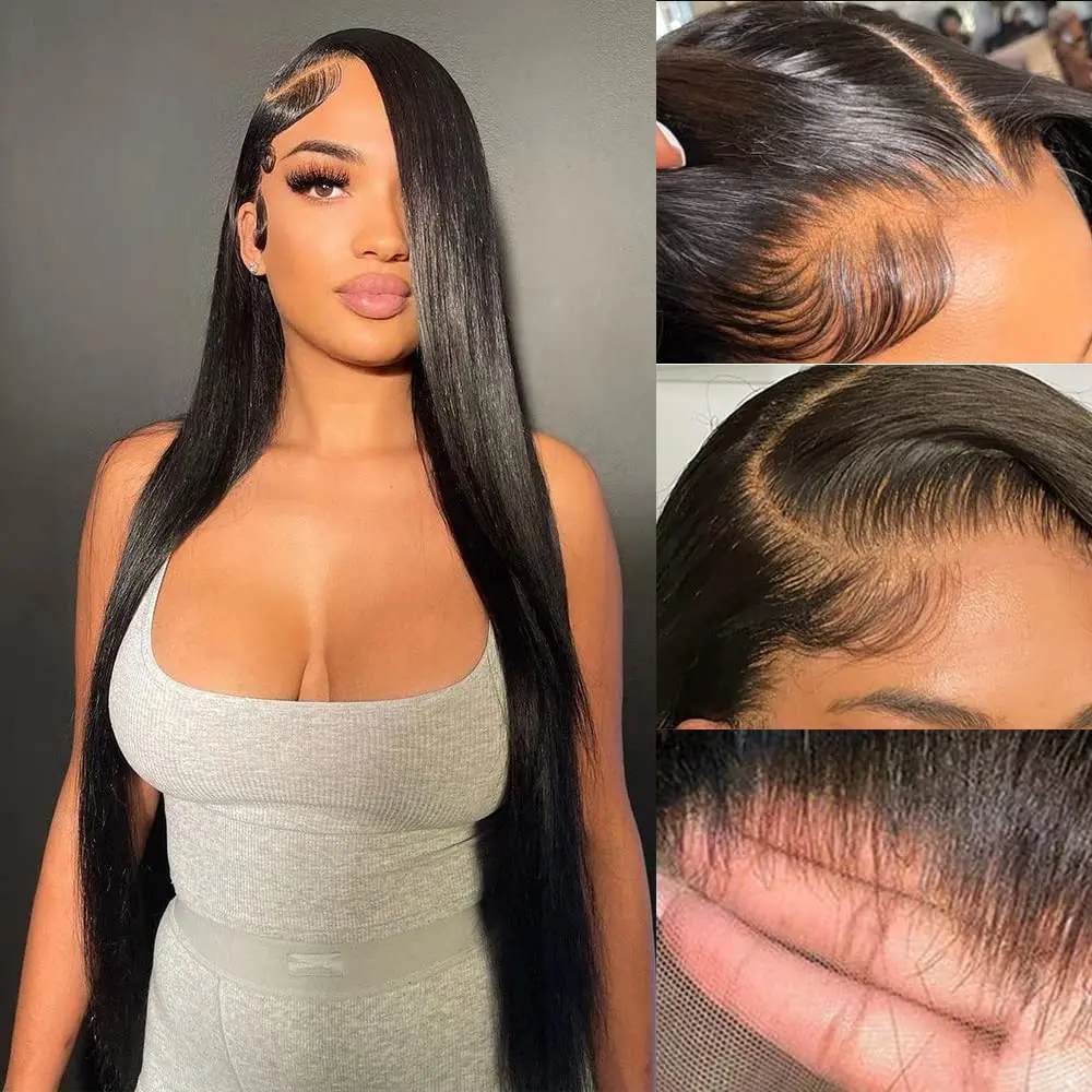 200% Density 42 Inch Straight Lace Front Wigs Human Hair 13x4 HD Lace Front Wigs For Women Pre Plucked With Baby Hair