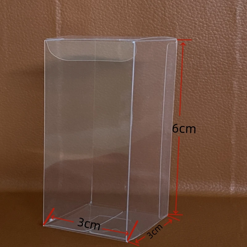 

50pcs 3 × 3 × 6cm（1.18 × 1.18 × 2.36inch） Clear Plastic PET Foldable Square Display Boxes PVC Gift Doll Packaging Transparent