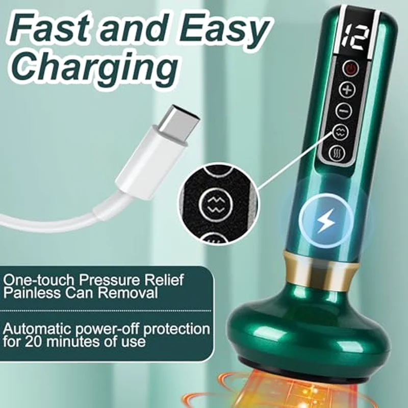 جهاز كشط كهربائي لتدليك وضع الشفط 12، يستخدم كمدلك ذكي للظهر والبطن والخصر والذراعين والأرداف