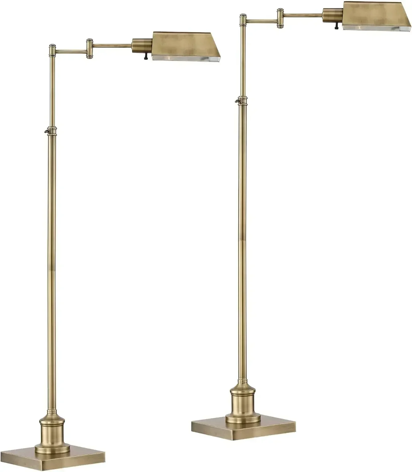 

YECTSKI Traditional high standing floor lamp set with one swing arm pharmacy task adjustable gold metal