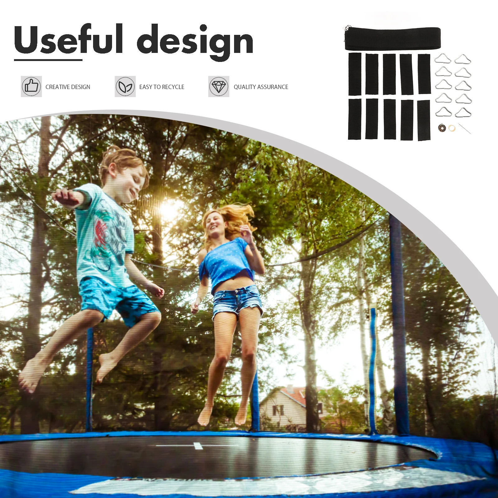 

Swing Bed Repair Kit Child Replacement Polyester Replaceable Trampoline Triangle Buckle