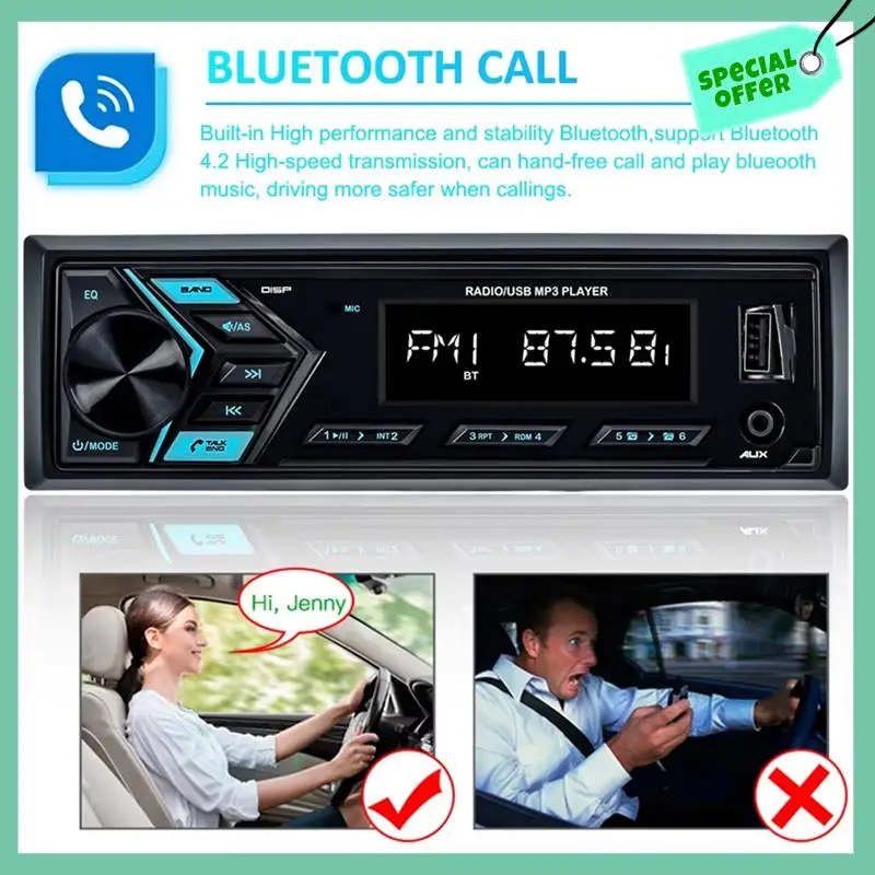 

A03G-Car MP3 Player 1 Din USB FM Radio Tuner With LED Segment Displays AUX Input USB Bluetooth Multimedia Auto Radio Player