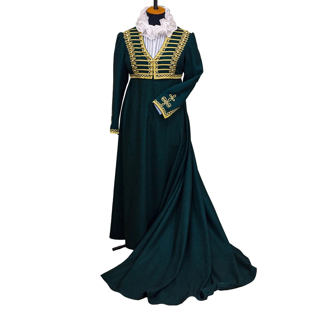 

Regency Spencer Riding Habit Costume Women Gothic Military Jacket Dress Suit Historical Drummer Parade Officers Ball Gown