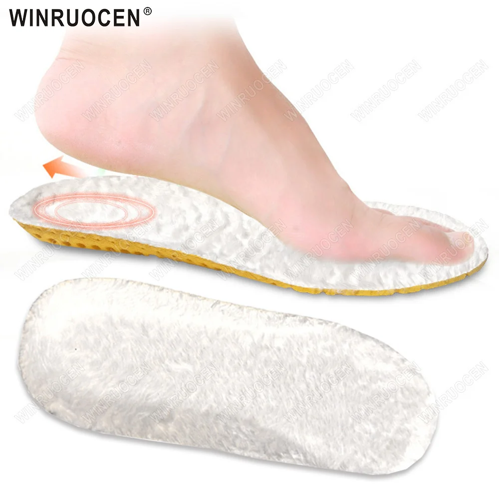 

WINRUOCEN Зимние теплые стельки унисекс, регулируемые, из флиса, овчины и кашемира, утолщенные, натуральные, термо-вкладыши для обуви