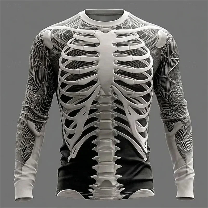 2026 New Autumn and Winter Outfit with 3D Green Muscle Dissection Printed Sports Top, Suitable for Halloween Role-Playing Fashio