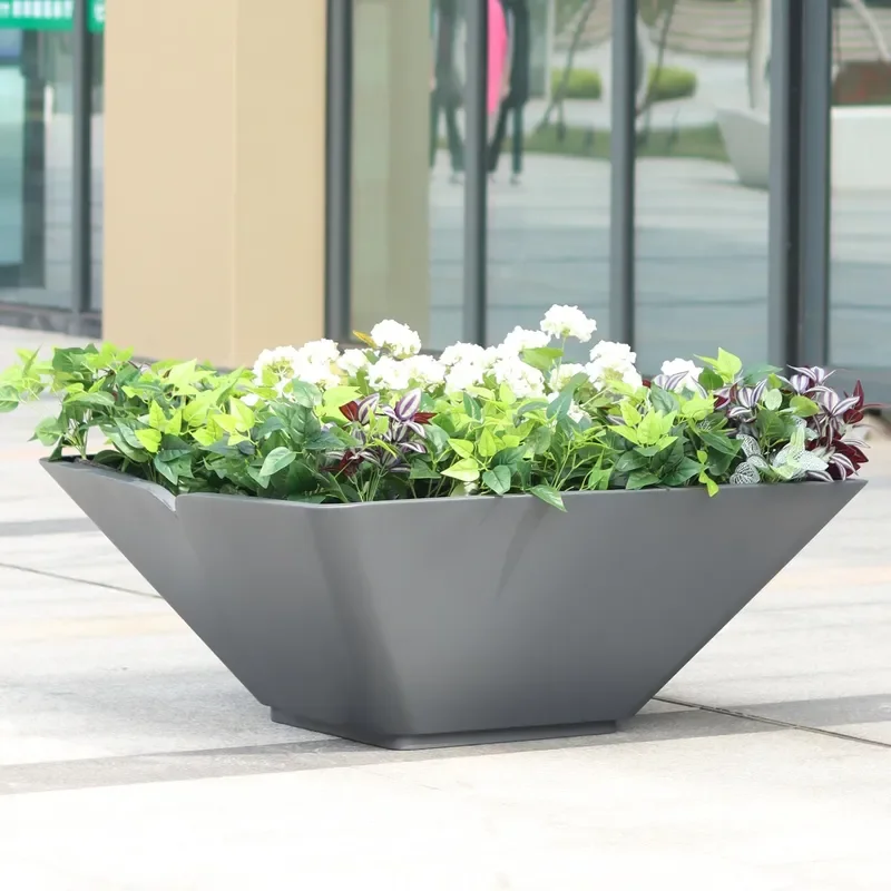Large Modern Stainless Steel Flower Pot Box Metal Garden Planter for Outdoor Indoor Decoration Contemporary Home Decor Vase