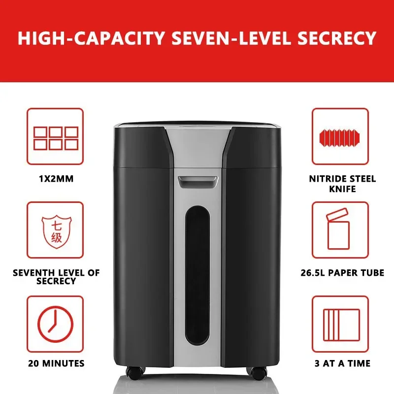 25.6L Office Paper Shredder Home Electric Silent Paper Shredder Crusher Destroyer documenti di carta macchina da taglio ad alta potenza