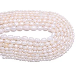 1string A Natural Freshwater Pearl Rice Shape Loose Beads Charms for DIY Women Men Necklace Jewelry Accessories