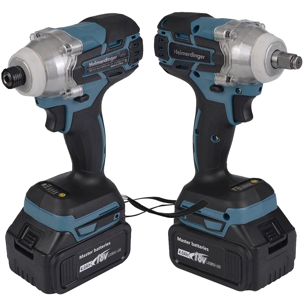 Elektrische Oplaadbare Borstelloze Slagmoersleutel Draadloze En Borstelloze Impact Driver Boor Combo Met Twee 18V 4.0Ah Batterij