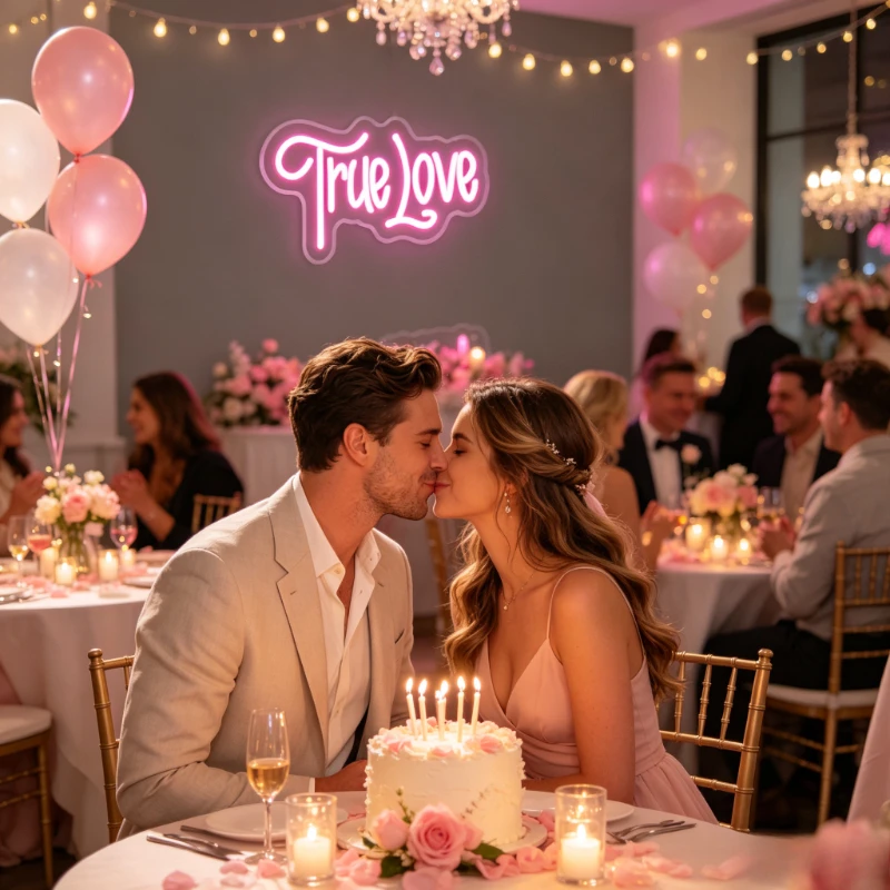 True Love LED Neon Sign Pink Romantic Wall Art USB Night Light Aesthetic Room Decor Desk Accessorie Wedding Valentine's Day Gift
