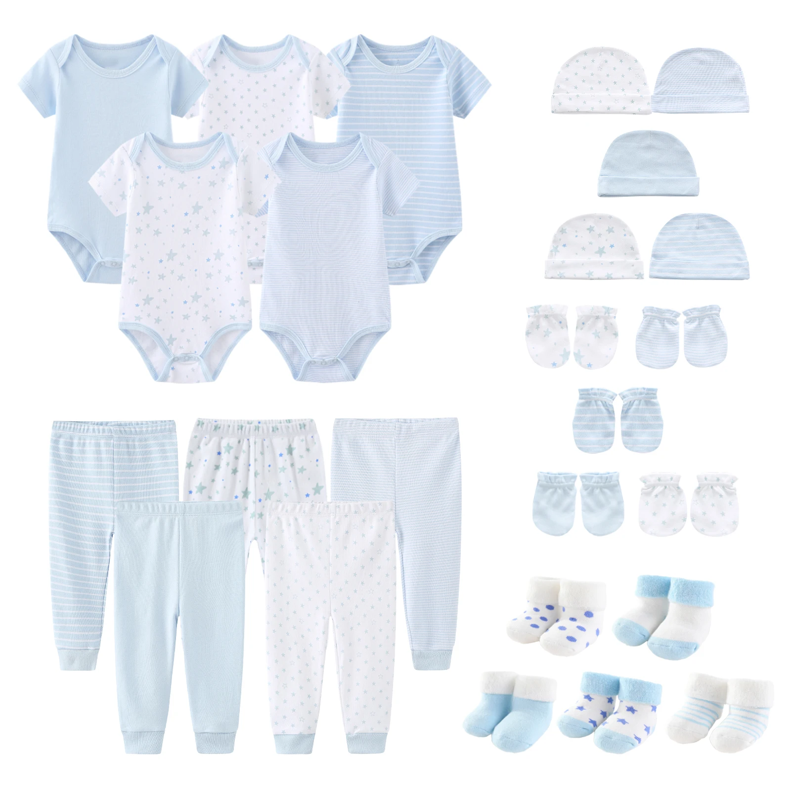 kiddiezoom-juego-de-ropa-para-recien-nacidos-25-piezas-diseno-moderno-unisex-100-algodon-bodies-de-manga-corta-pantalones-gorros-manoplas-y-calcetines-ideal-para-el-uso-diario