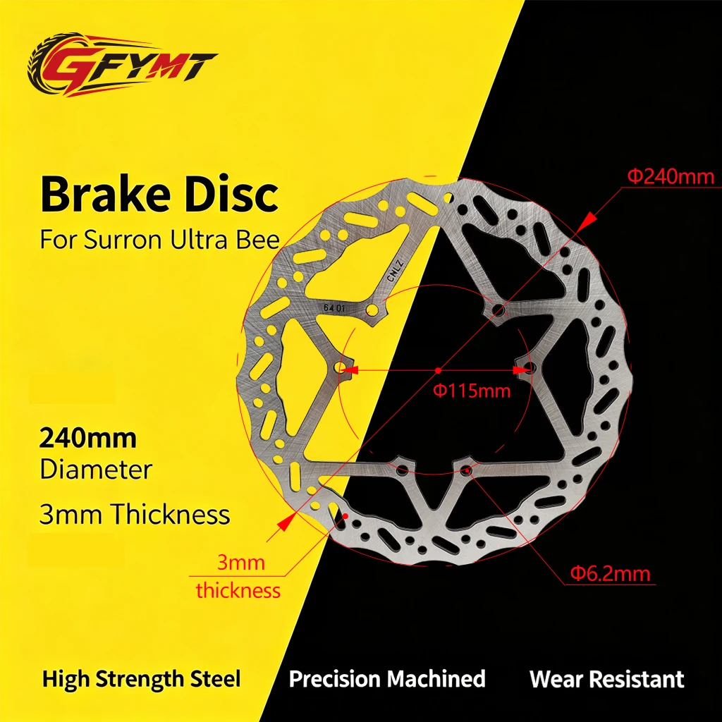 For Surron Ultra Bee Motorcycle Accessories Steel Brake Disc Brake Disc Front Rear Universal Wear‑Resistant Brake Rotor System