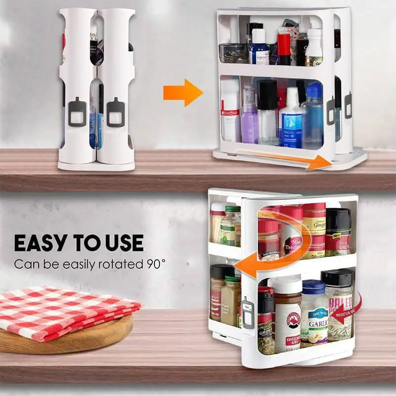 Home Kitchen Spice Organizer Rack Multi-Function Rotating Storage Shelf Slide Kitchen Cabinet Cupboard Organizer Storage Rack