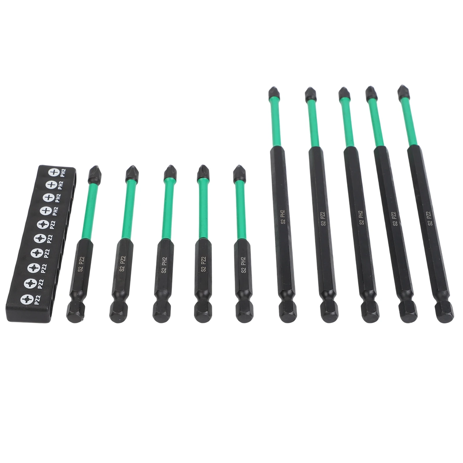 10pcs/set Magnetic Screwdriver Bits Set Electric Driver For PZ2 PZ3 PH2 Batch Head 90/150mm ,6.35mm Hex Shank Hand Tools