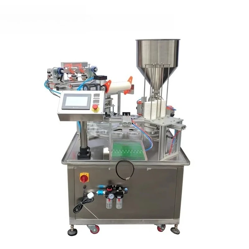 Automatic Pneumatic High Productivity Paper Bubble Tea Boba Cup Filling Heat Sealing Machine for Beverage