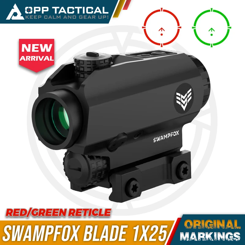 

Original SWAMPFOX Blade Prism Scope 1X25 Bullet Rise Compensating Reticle Compensates for Optic Height Over Bore IR BRC Reticle