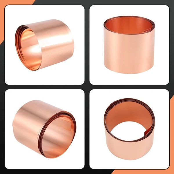 لفة صفائح نحاسية، لوحة رقائق معدنية 1000 مم × 50 مم × 0.1 مم 2 قطعة-A73M #5