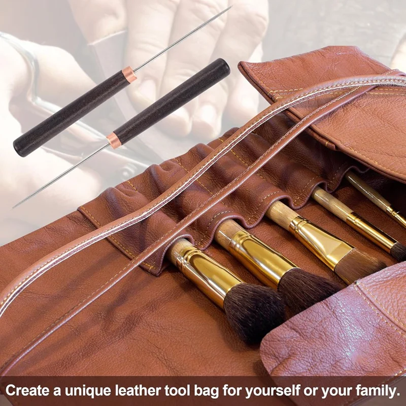 Strumento per punteruolo da 2 pezzi con manico in legno, strumento per punzonare punteruolo in pelle, punteruolo per graffi sottili, strumento di riparazione punteruolo per l'artigianato in pelle