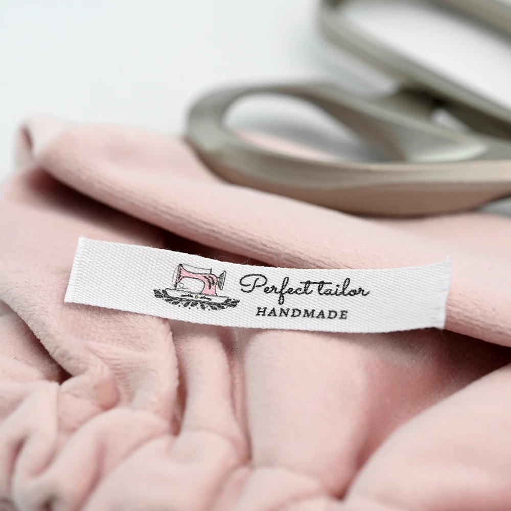 Sewing Labels, 50 Pieces, Personalized Brand, Custom Logo, Cotton Tags, Business Name, Sewing Machine, 12mm X 60mm (MD5102)