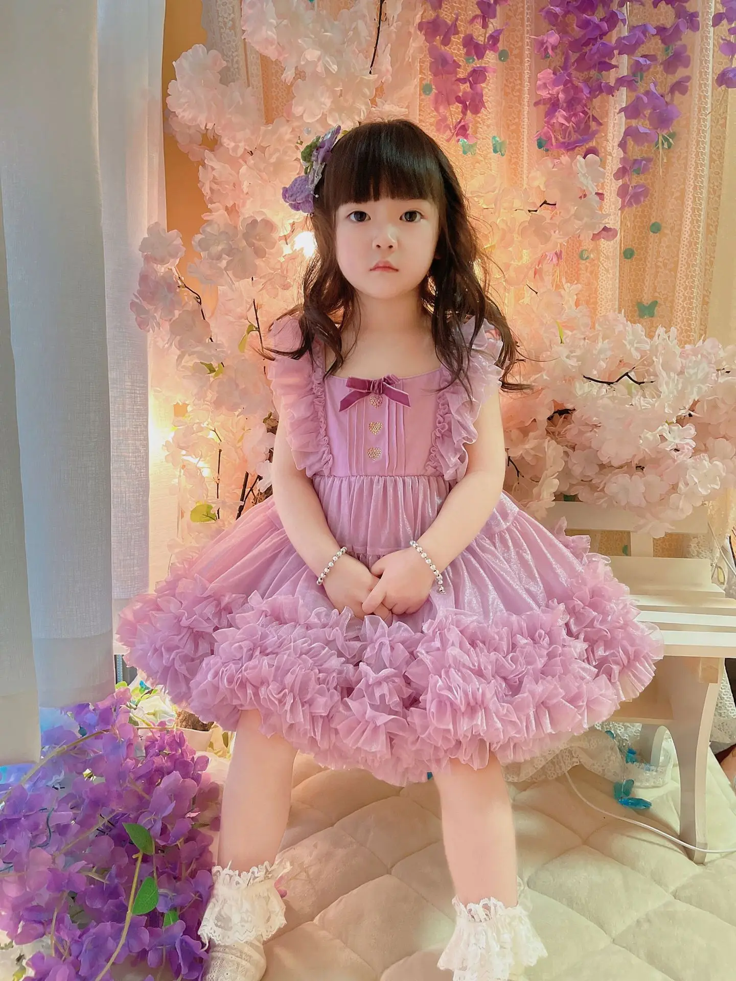 Mode Baby Mädchen Prinzessin Schmetterling Tutu Kleid Puff Ärmel Kind Tüll Vestido Festzug Party Geburtstag Kinder Kleidung – Detail 9