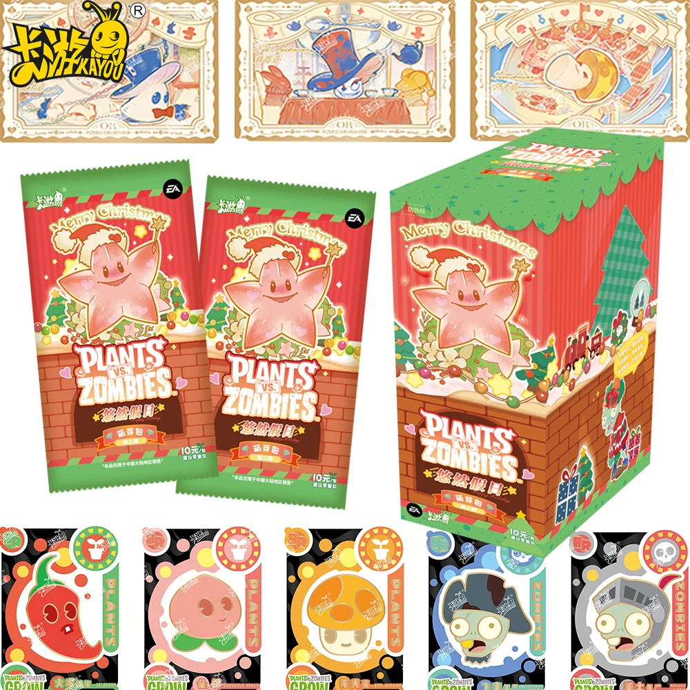 KAYOU Genuine Plants Vs. Zombies Collection Cards Fun Puzzle Strategy Game Christmas Theme Series Character Portrait Cards Gifts