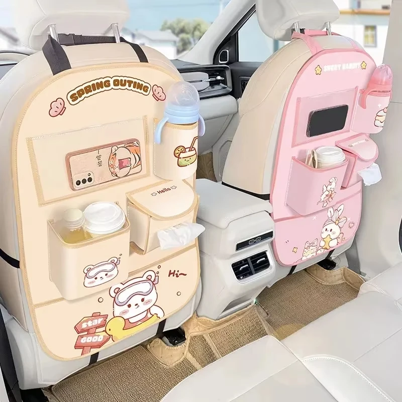 

Car Seat Back Storage Bag Hanging Anti-Kick Pad With Handle Anti-Wear Universal Car Back Storage Bag Cute Children