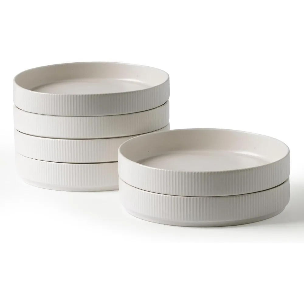 

Набор мисок для макарон Star 7,5 дюйма, набор салатников из 6 шт., двойная реактивная глазурь, штабелируемая, идеальный матовый белый цвет