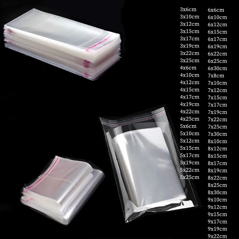 100pcs transparent OPP self-adhesive glass paper bag, self sealing packaging bag for candy, biscuits, toys and party gifts