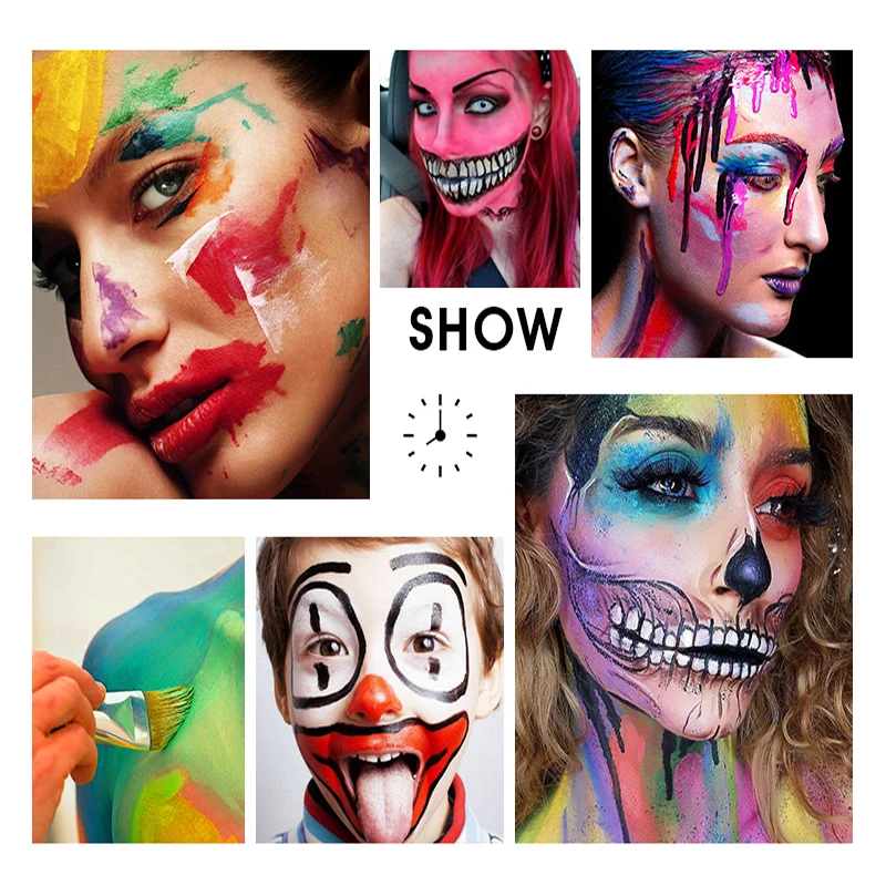 IMAGIC 12Colors Face Body Art Safe Kids Flash Tattoo Painting Halloween Christmas Party Makeup Drawing Pigment Drama Beauty Tool