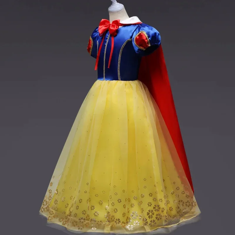 Snow White Dress For Girls Birthday Party Ball Gown Princess Cosplay Costume Halloween Clothes With Cloak Stage Performance Sets