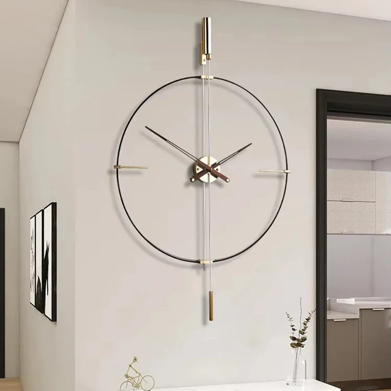 Walnut Wall Clocks Stylish Clock Watch Modern Living Room Clocks Minimalism Clock Mechanism Silent Luxury Home Decorations