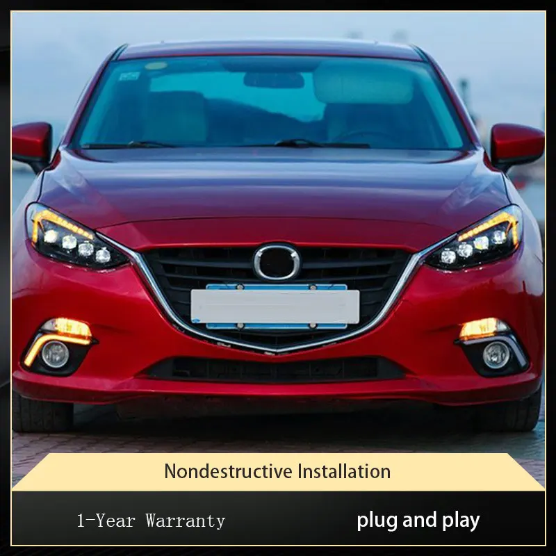 أضواء السيارة لمازدا 3 Axela 2014 2015 2016 Mazda3 المصباح DRL رئيس مصباح أضواء الجبهة 4 العارض عدسة تسليط الضوء على الملحقات #6