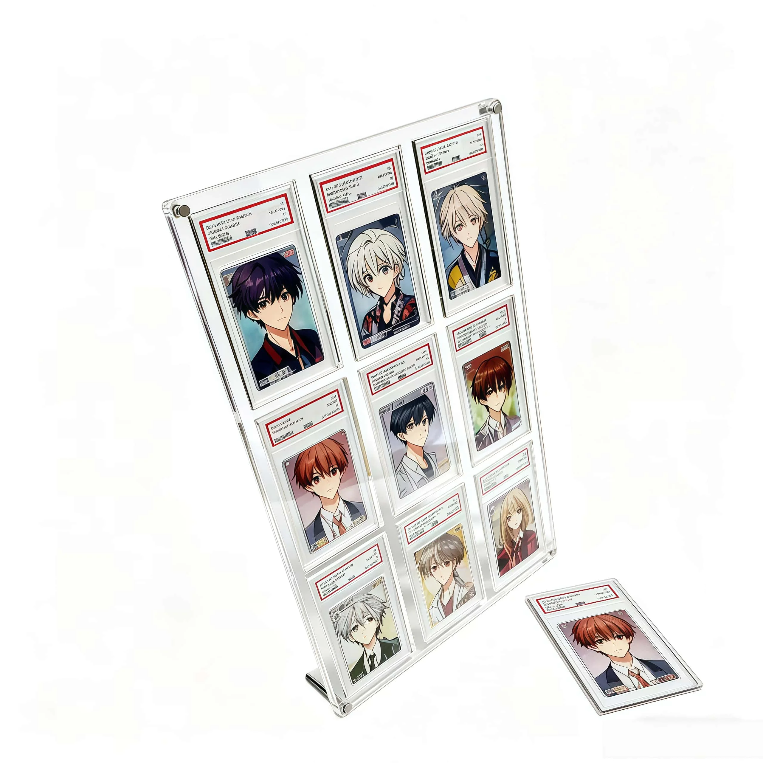 9-Slot Acrylic Rating Trading Card Stand 35PT Thick Ultimate Display for Graded PTCG Crystal Clear Showcase Gift