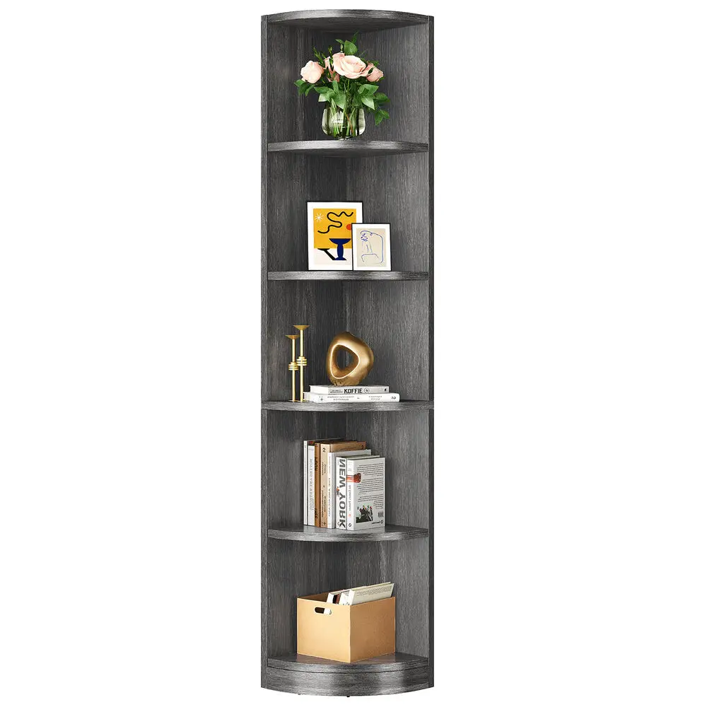 

5 Tier Corner Shelf Industrial Corner Bookshelf Bookcase with Open Storage Shelf