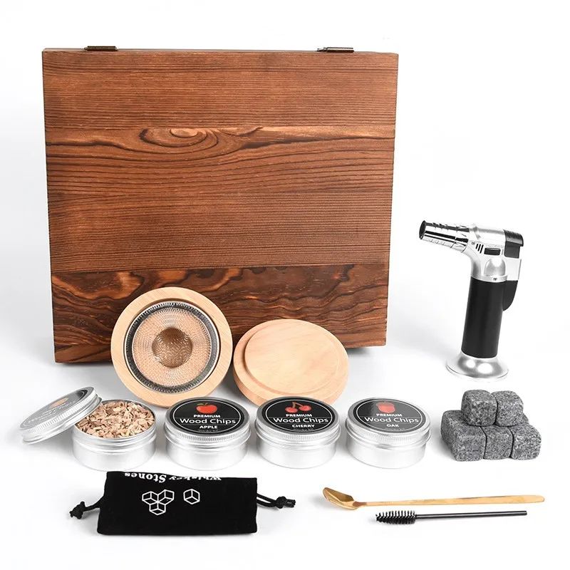 Juego de caja de regalo para ahumador de madera de cóctel de primera calidad, Bar, cocina, whisky, cóctel, Kit para ahumador