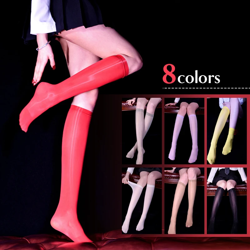 

Lady Sexy Stockings Anti-hook Silk Ultra-thin 8D Sheer Oil Glossy JK Sockings Silk Knee Highs Stockings Hosiery School Costume