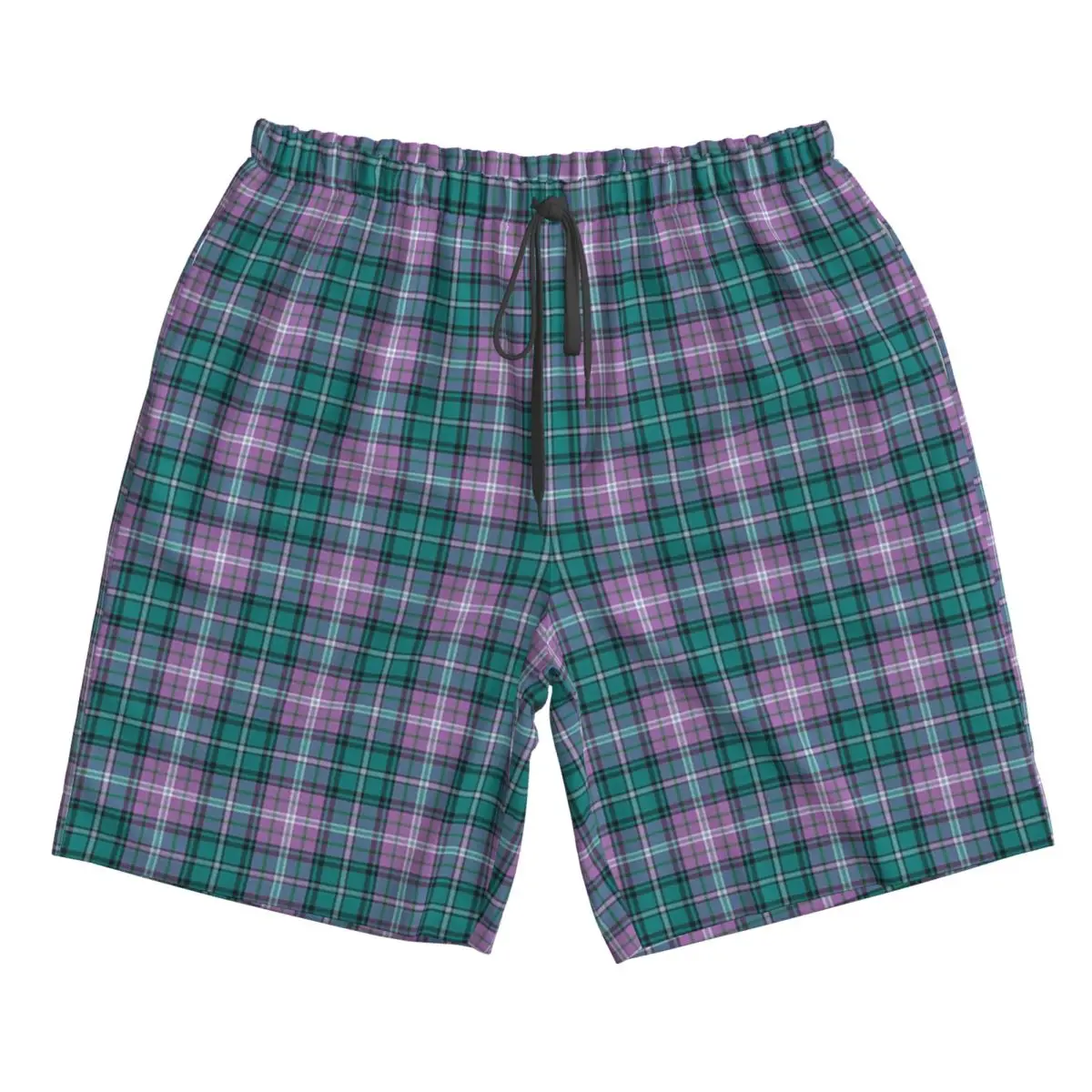 Purple Scottish Tartan Plaid Trunks Beach Board Shorts Casual Quick Dry Swimming Summer Men Pants