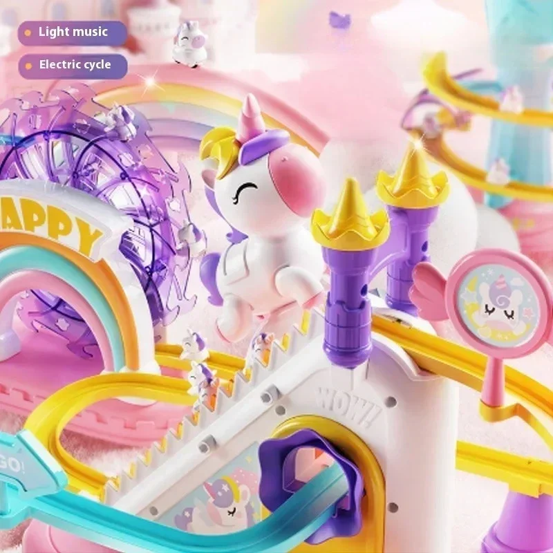 

Children's Cute pony Climb Stairs , Baby Electric Singing Toys , Cute pony Slides Electric rail children's Toys