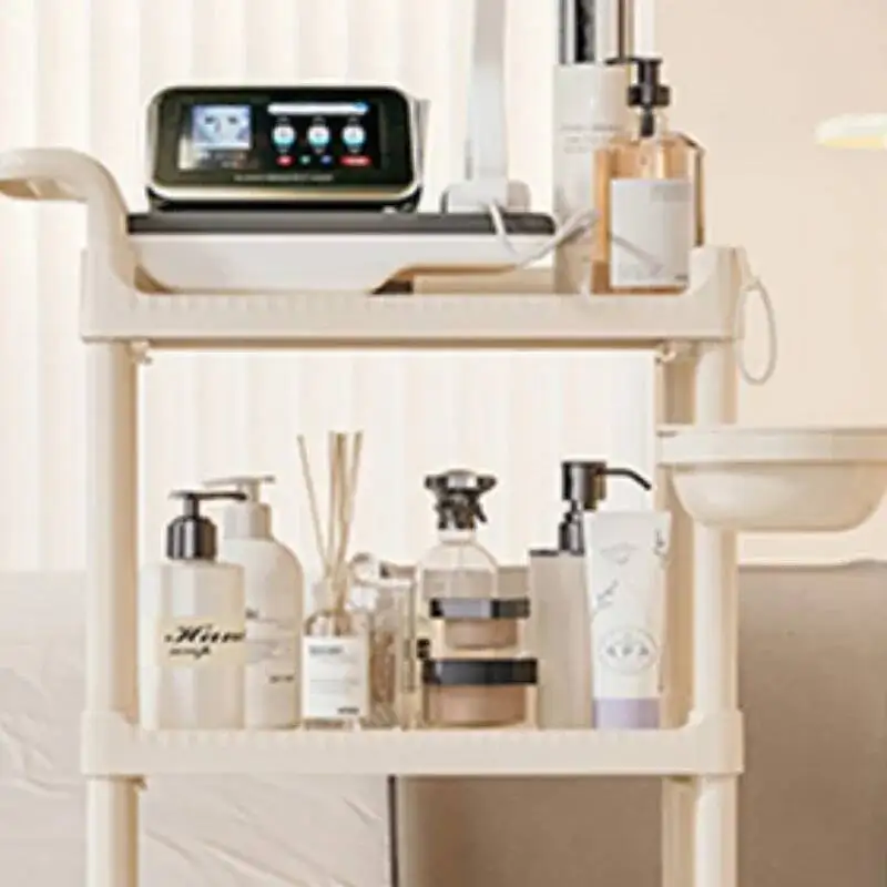 متعددة الوظائف عربة التجميل أدراج عجلات السيارة المساعدة صالون وعربة من الفولاذ المقاوم للصدأ الأسود الشعر الوردي الأثاث عربة تسوق