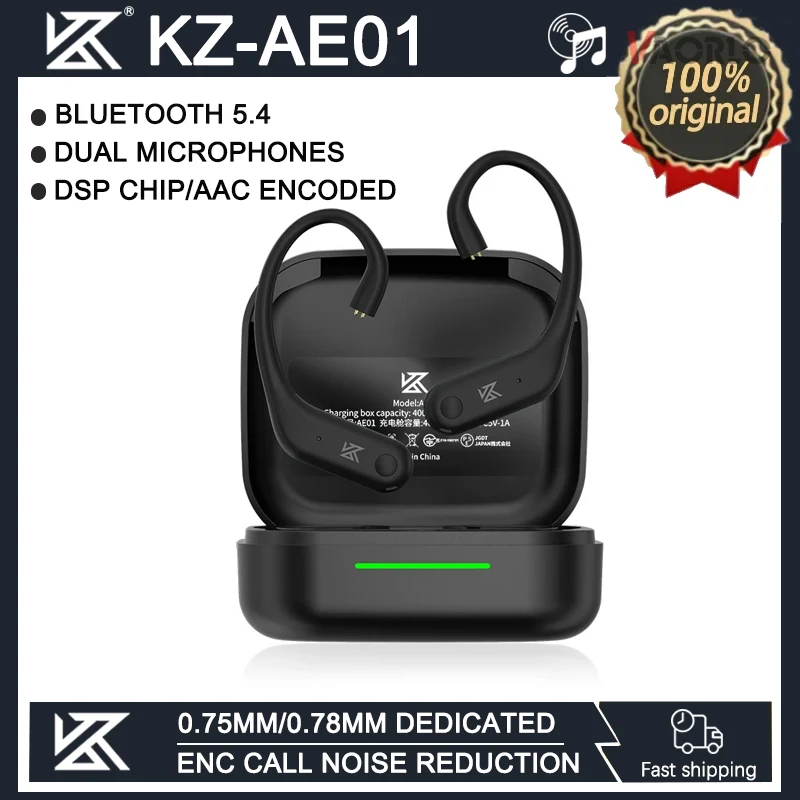 

KZ-AE01 Wireless Bluetooth Earhook Headset HIFI Bluetooth 5.4 C PIN Connector Dual Mic ENC Noise Reduction With Charging Box