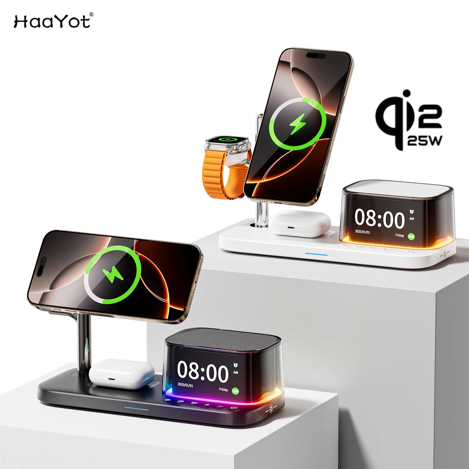 

Супер быстрая магнитная беспроводная зарядная станция QI2.2 25 Вт для iPhone 17 Pro Max Apple & Galaxy Watch Galaxy S26 S25