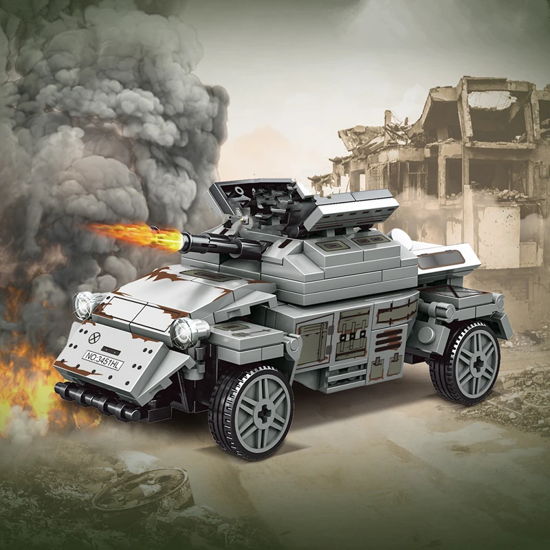 NEW DE Militarys Trucks Camouflage Commando Armored Car Antiaircraft Gun Off Roader Building Blocks Model Sets Bricks Kids Kits